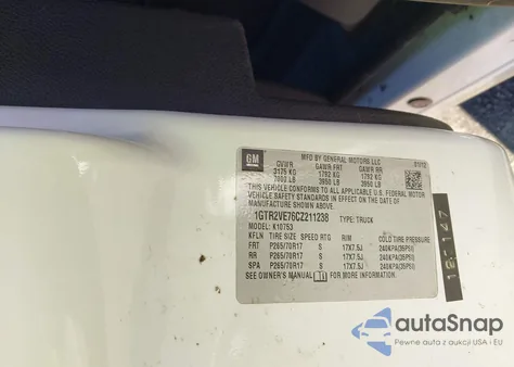 2012 GMC Sierra 1500 Sle z USA, uszkodzony, nr VIN 1GTR2VE76CZ211238